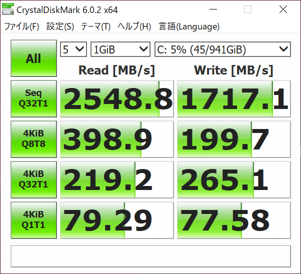 ストレージの転送速度