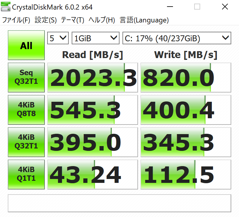 ストレージの転送速度