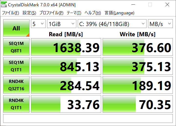 ストレージの転送速度