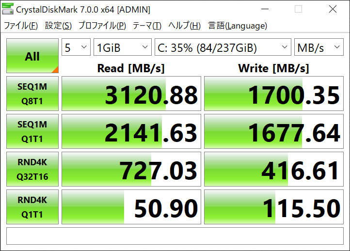 ストレージの転送速度