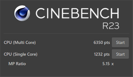 CINEBENCH R23のテスト結果