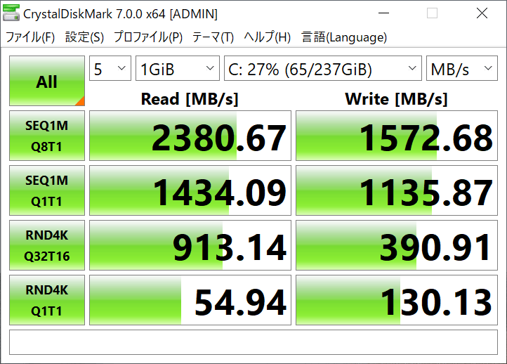 ストレージの転送速度