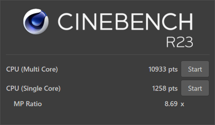  CINEBENCH R20のテスト結果