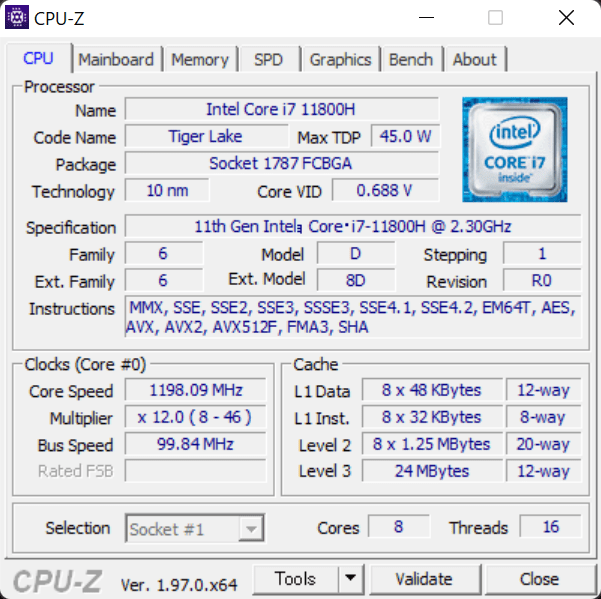  DAIV 5NのCPU-Z情報