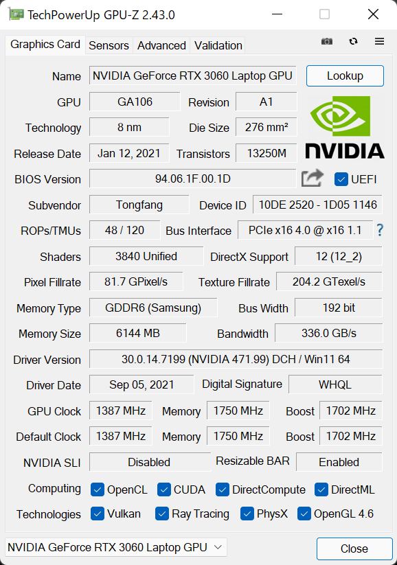  DAIV 5NのGPU-Z情報