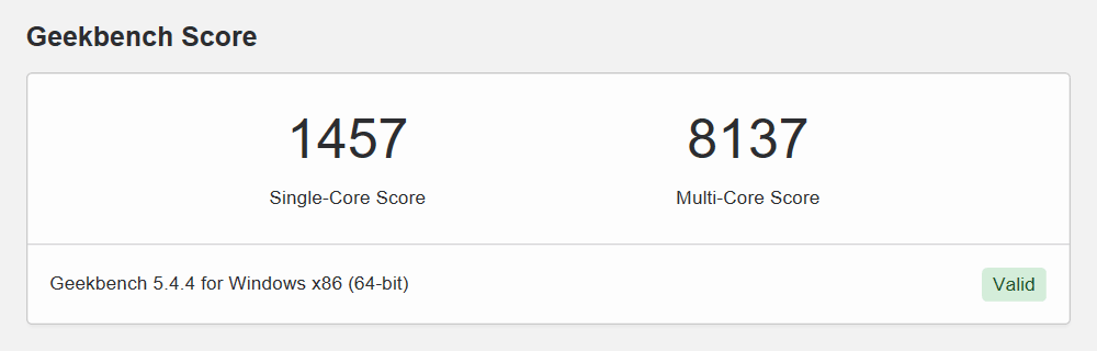 GALLERIA XL7R-R36のGeekbench 5スコア