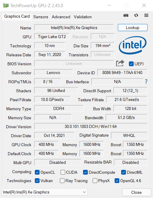  LAVIE NEXTREME CarbonのGPU-Z情報