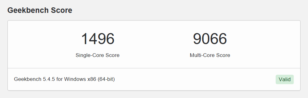 dynabook RZのGeekbench 5スコア