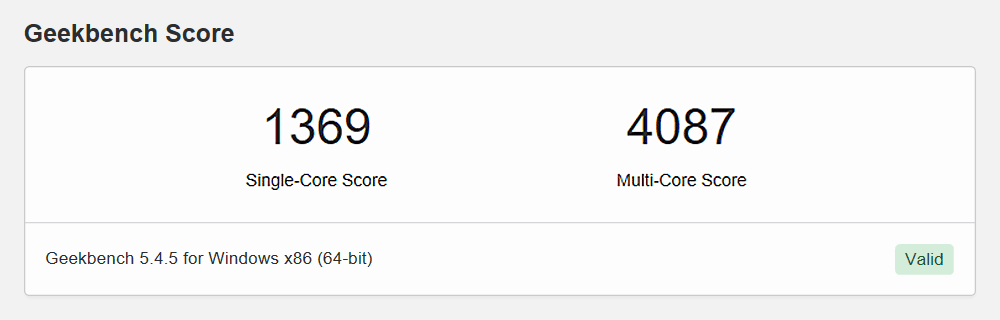 Surface Laptop Go 2のGeekbench 5スコア