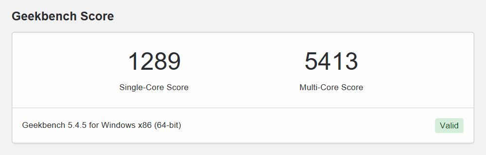 mouse X4-R5のGeekbench 5スコア