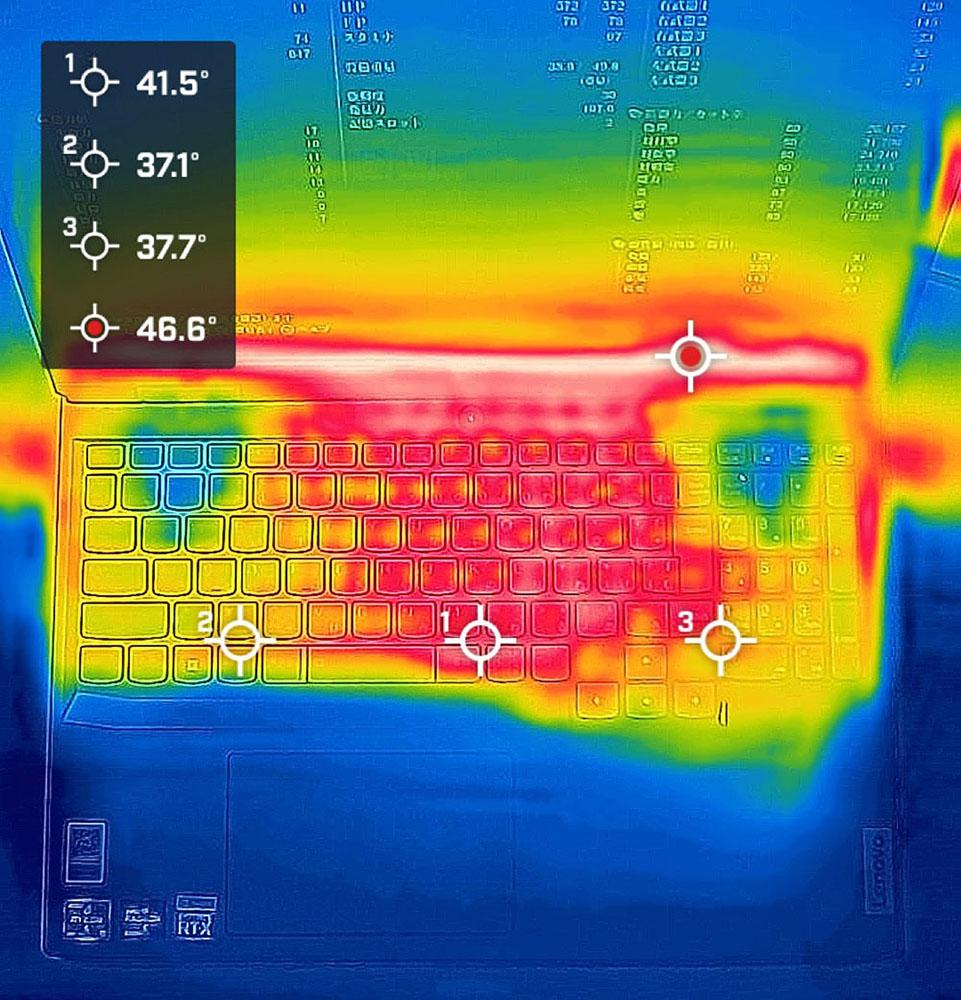 ゲームプレイ時の表面温度