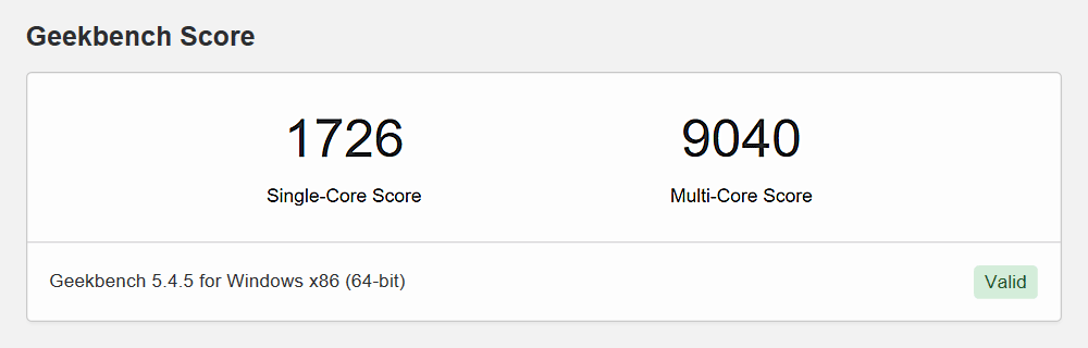 DAIV 6NのGeekbench 5スコア