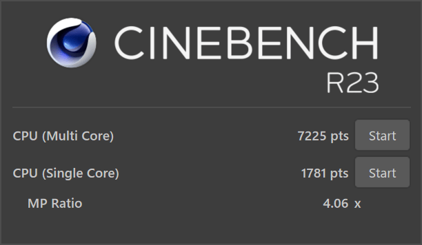  HP ENVY x360 13-bfのCINEBENCH R23スコア