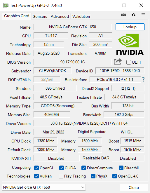  DAIV 4NのGPU-Z情報