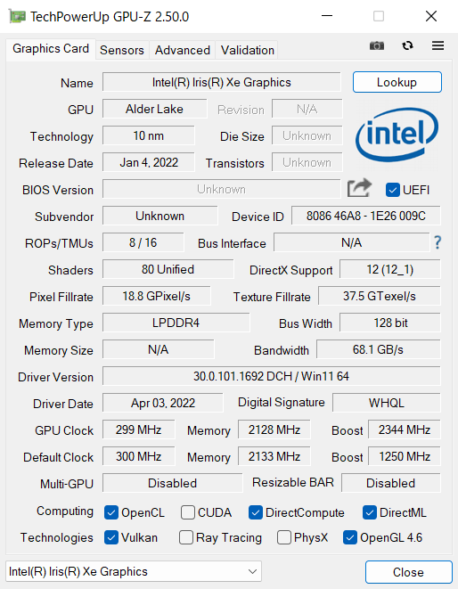  FMV Zero（LIFEBOOK WU4/G2）のGPU-Z情報