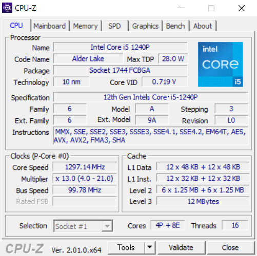 mouse F4-I5U01CG-AのCPU-Z情報