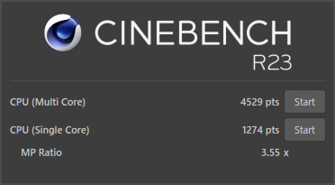 mouse F7-i5のCINEBENCH R23スコア