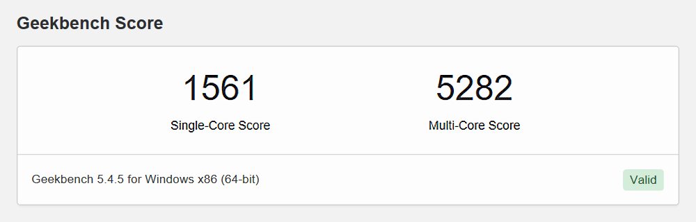 mouse F7-i5のGeekbench 5スコア