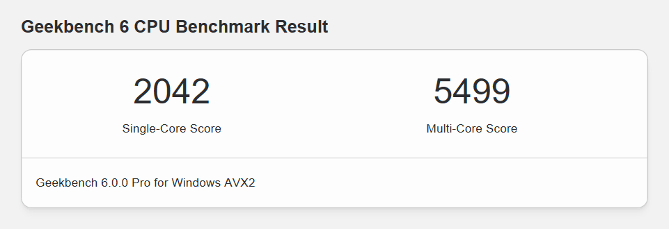 dynabook CZ/MVのGeekbench 6スコア