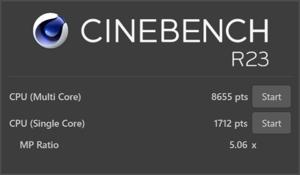 mouse F4-I7I01OB-AのCINEBENCH R23スコア