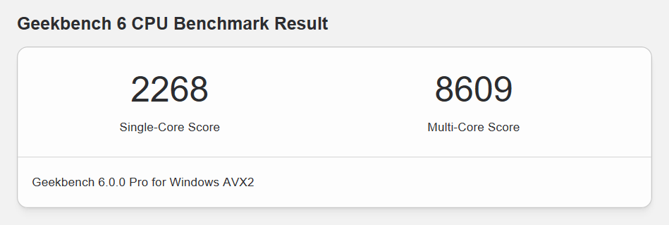 VAIO SX12 ファインレッドのGeekbench 6スコア