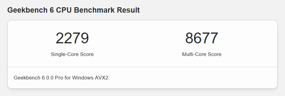 VAIO SX14 ファインレッドのGeekbench 6スコア