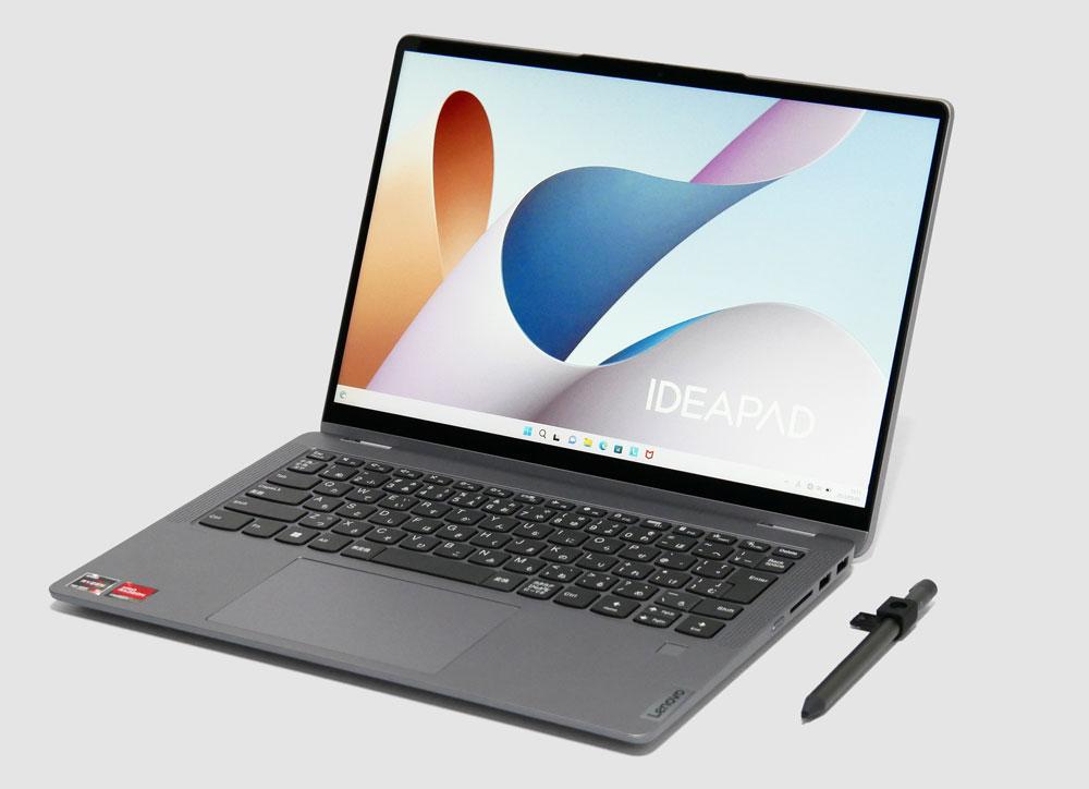 レノボ　IdeaPad Flex 5 Gen 8 14型(AMD)の外観。斜め上から