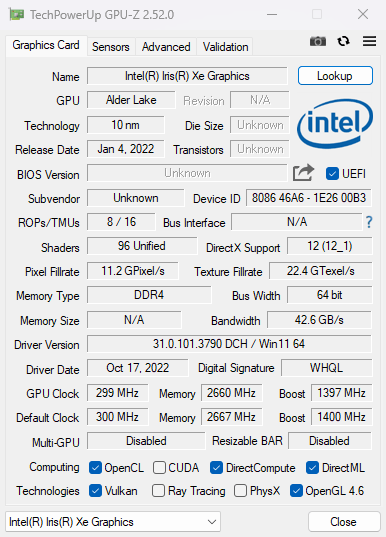  LIFEBOOK WN1/H1のGPU-Z情報