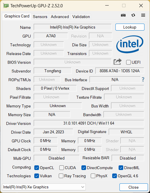  DAIV Z4-I7I01SR-AのGPU-Z情報