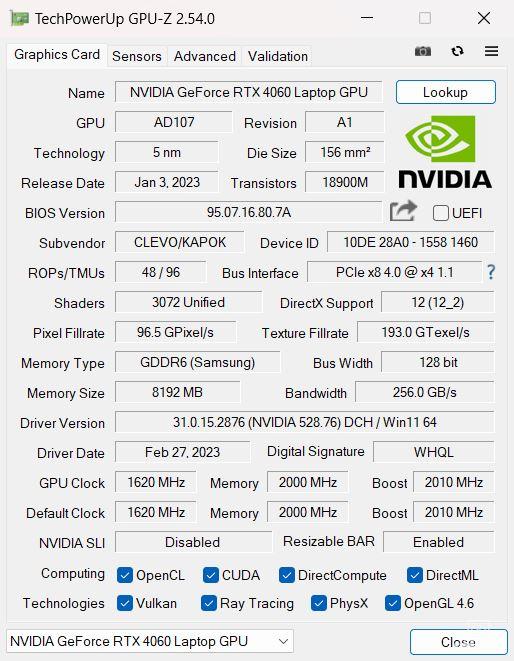  G-Tune E4-I7G60DB-BのGPU-Z情報