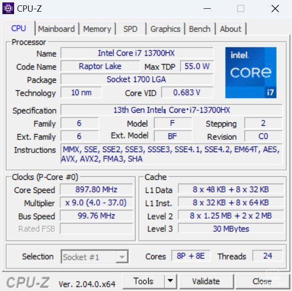 raytrek R5-RL6のCPU-Z情報