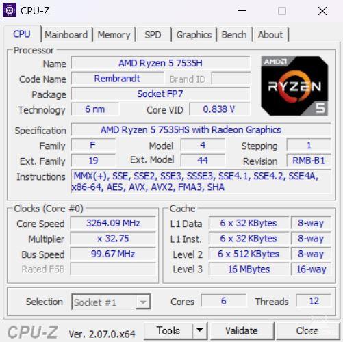 NEXTGEAR J6-A5G50GN-AのCPU-Z情報