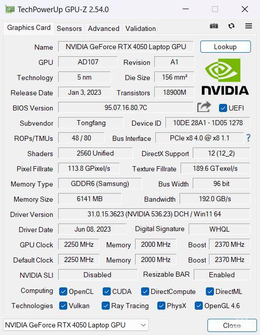  NEXTGEAR J6-A5G50GN-AのGPU-Z情報