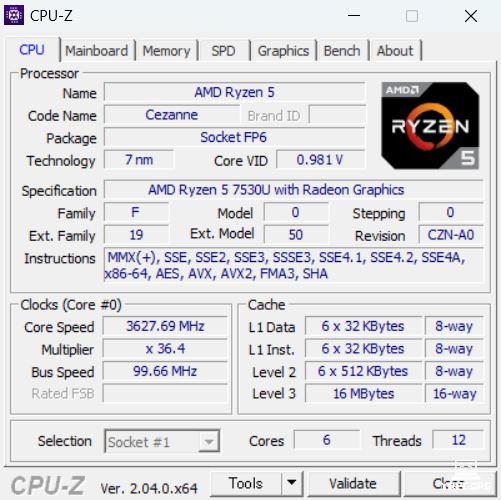 HP 14-emのCPU-Z情報