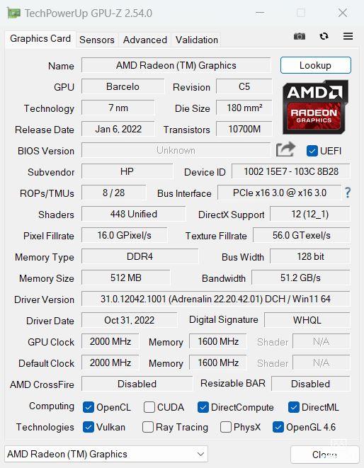  HP 14-emのGPU-Z情報