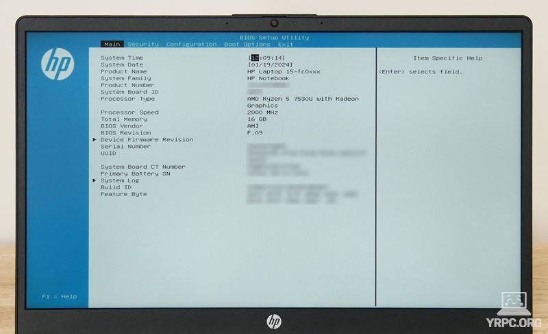 HP 15-fcのBIOSでのファンクションキー設定