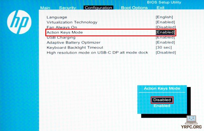 HP Pavilion Aero 13-beのBIOSでのファンクションキー設定