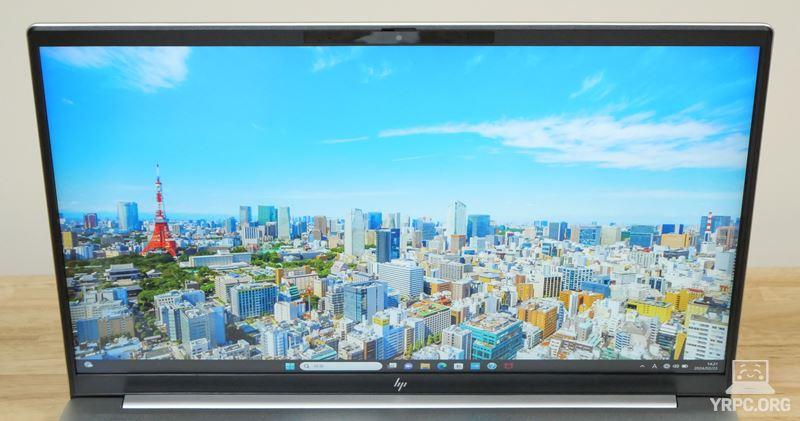 HP Pavilion Plus 16-abの視野角チェック 上から見たところ