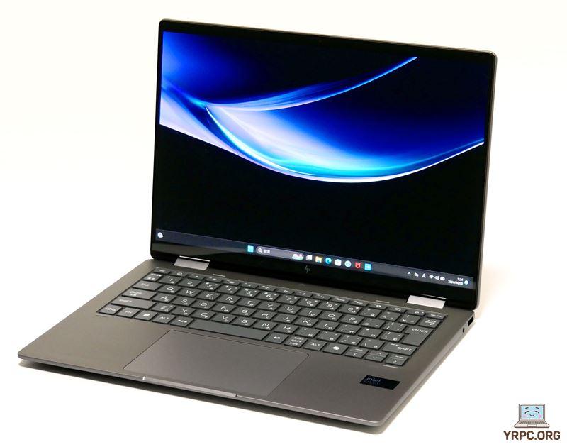 HP Envy x360 14-fcの外観。斜め上から