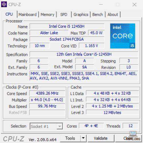 GALLERIA RL5C-R35-5NのCPU-Z情報