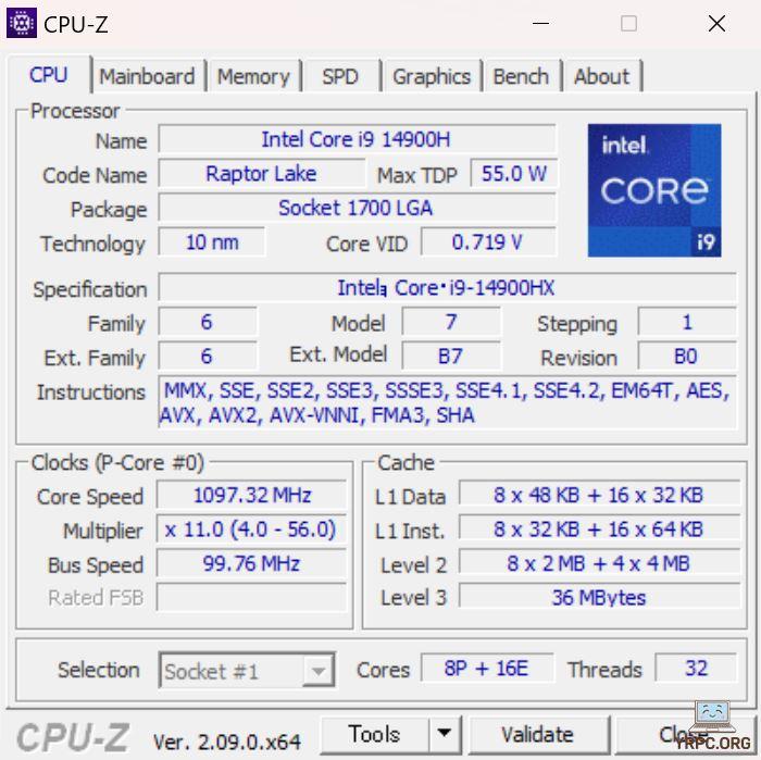 G-Tune E5-I9G60BK-AのCPU-Z情報