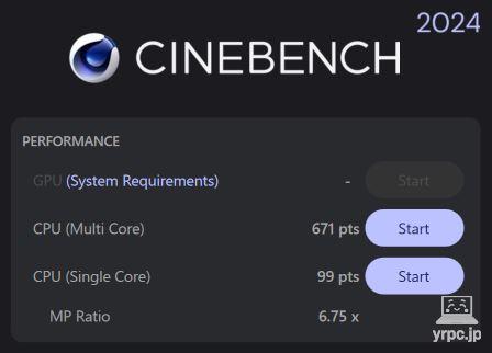 HP Pavilion Aero 13-bgのCINEBENCH 2024スコア