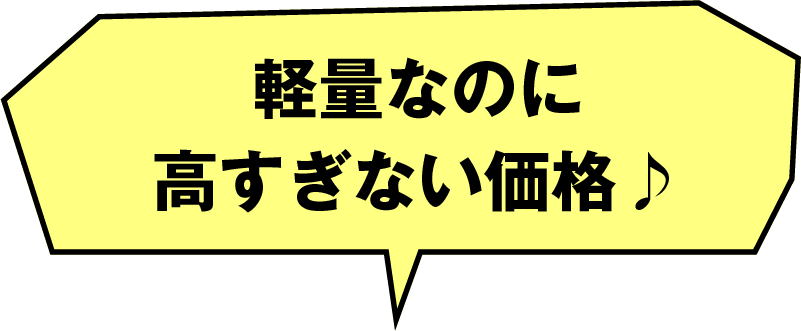 軽量なのに高すぎない価格