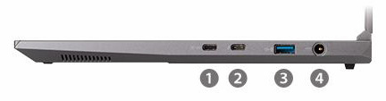 ドスパラ GALLERIA DL9R-IG-C4Aの右側面のインターフェイス