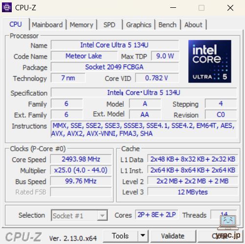 FMV Note CのCPU-Z情報