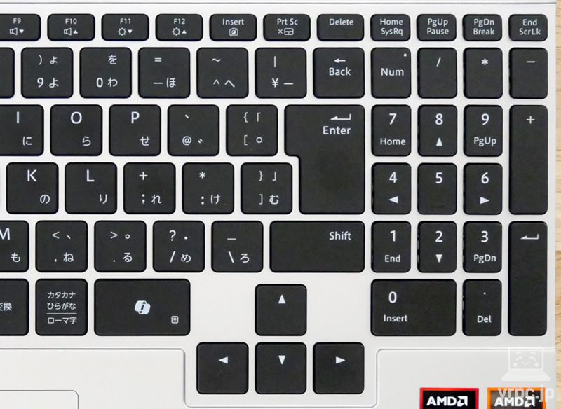 キーボードの右側