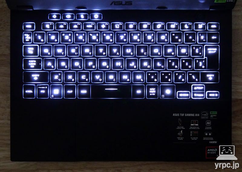 ASUS TUF Gaming A14 FA401UHのキーボード・バックライト