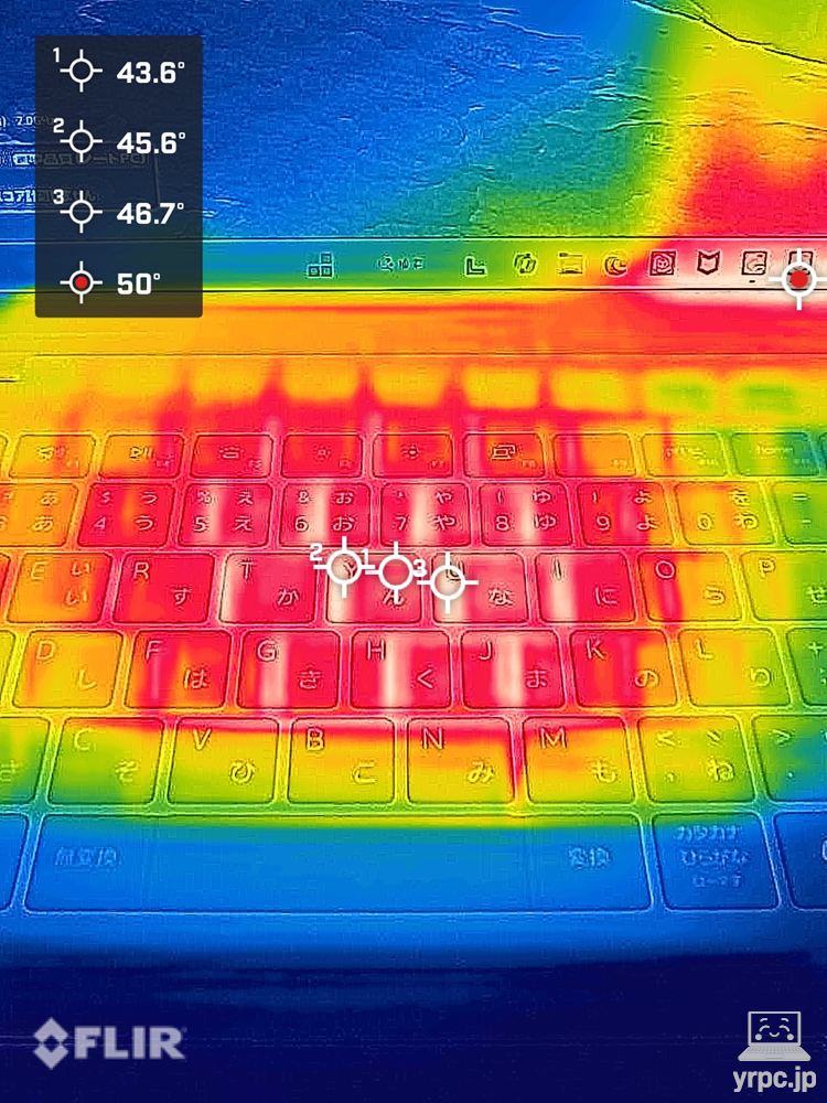 ゲームプレイ30分後の表面温度