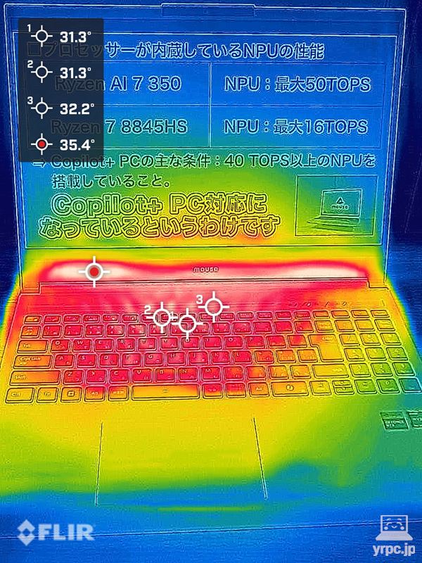 YouTube30分再生後の表面温度