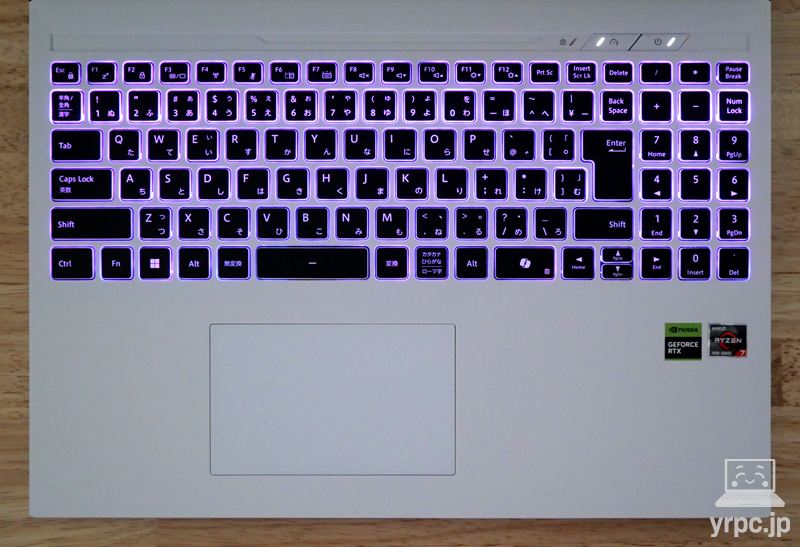 NEXTGEAR J6-A7G50WT-A（ホワイト）のキーボード・バックライト